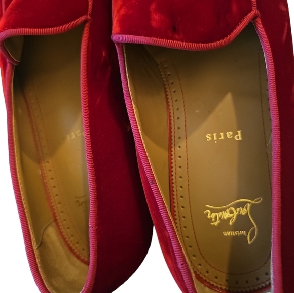 Christian Louboutin sz 41 Nilou Apron Toe Smoking Slipper red velvet mens sz 8 main image 4
